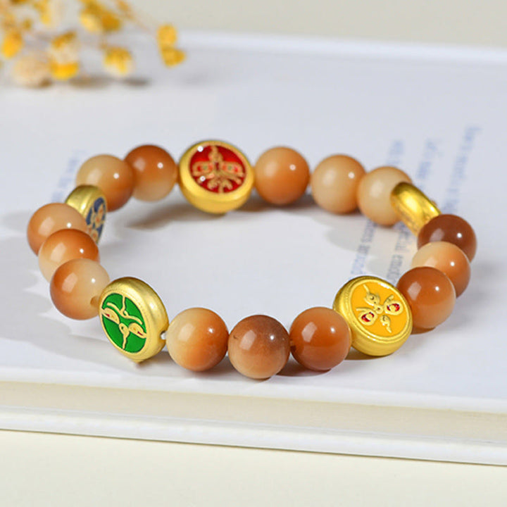 Buddha Stones Bodhi Seed Five Directions Gods of Wealth Wisdom Bracelet