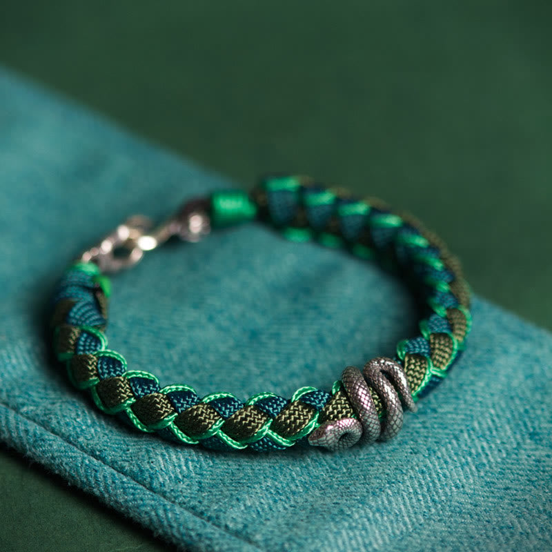 Buddha Stones Year of the Snake 999 Sterling Silver String Protection Braided Bracelet - image 2