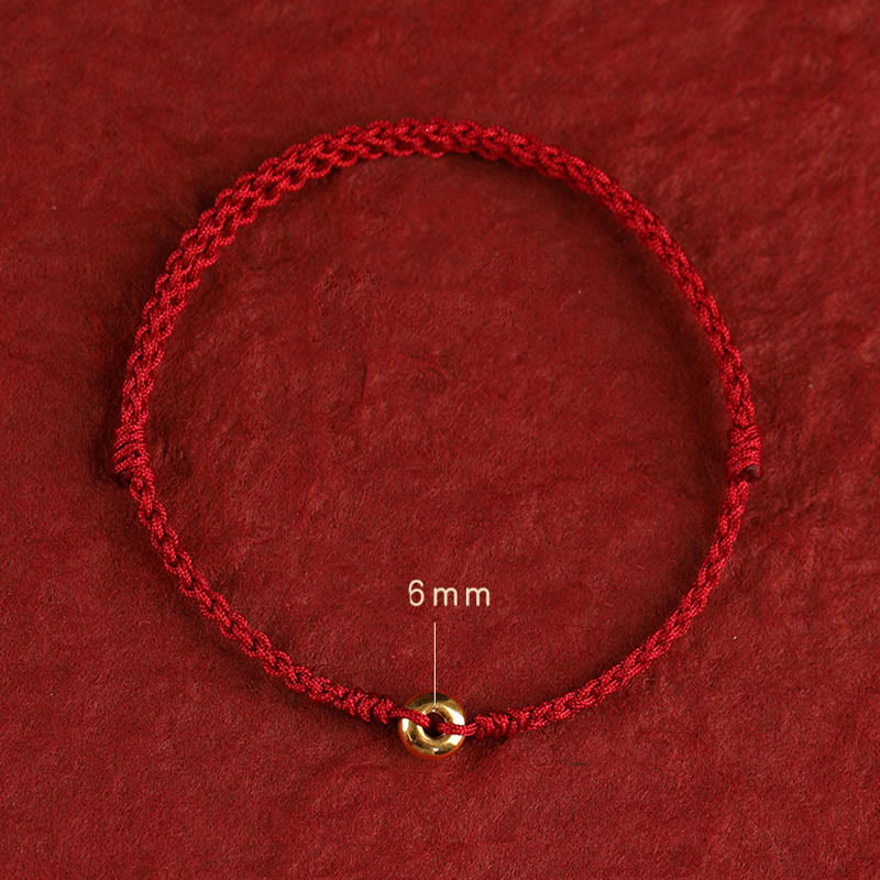 Buddha Stones 999 Gold Small Peace Buckle Red String Protection Luck Braided Bracelet Anklet - image 14