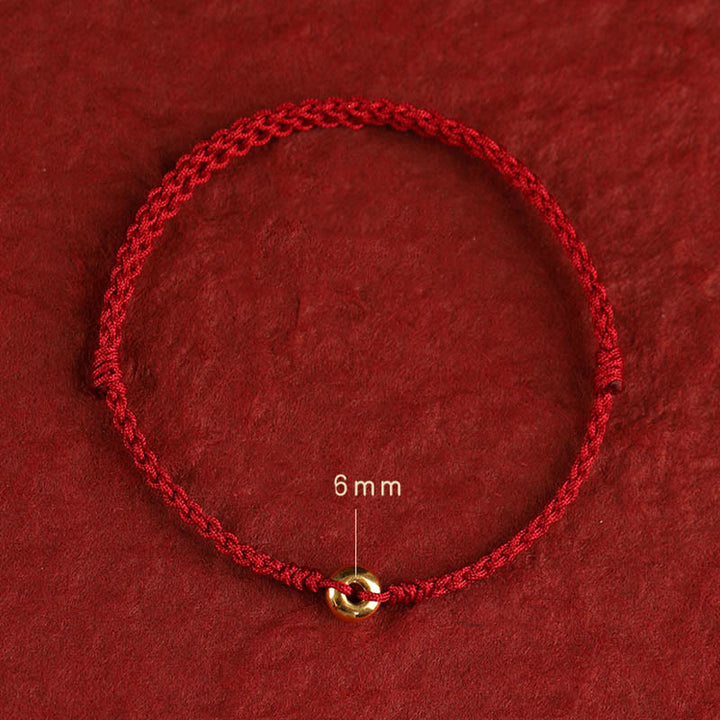 Buddha Stones 999 Gold Small Peace Buckle Red String Protection Luck Braided Bracelet Anklet - image 14