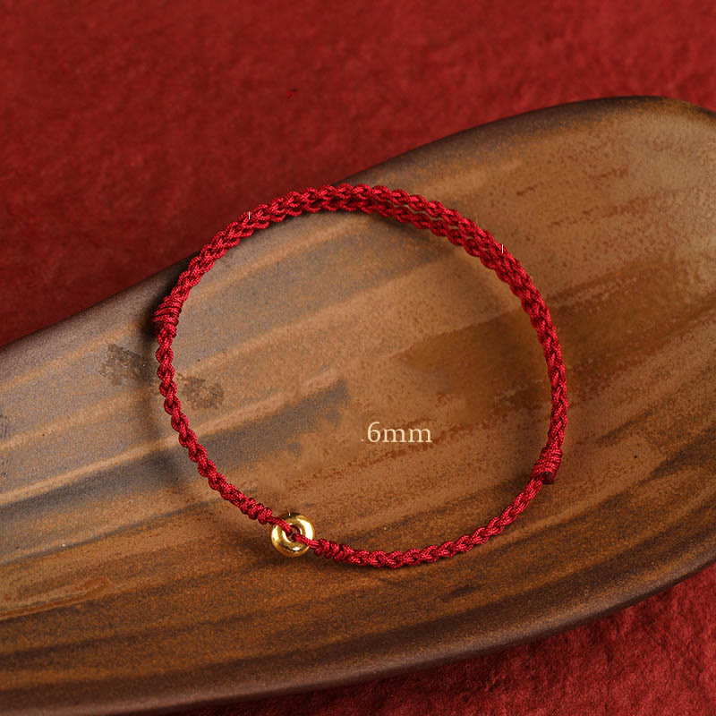 Buddha Stones 999 Gold Small Peace Buckle Red String Protection Luck Braided Bracelet Anklet - image 15