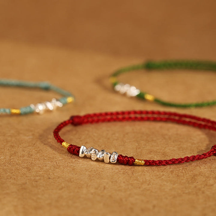 Buddha Stones 925 Sterling Silver String Protection Luck Ultra-Thin Braided Bracelet Anklet - image 16