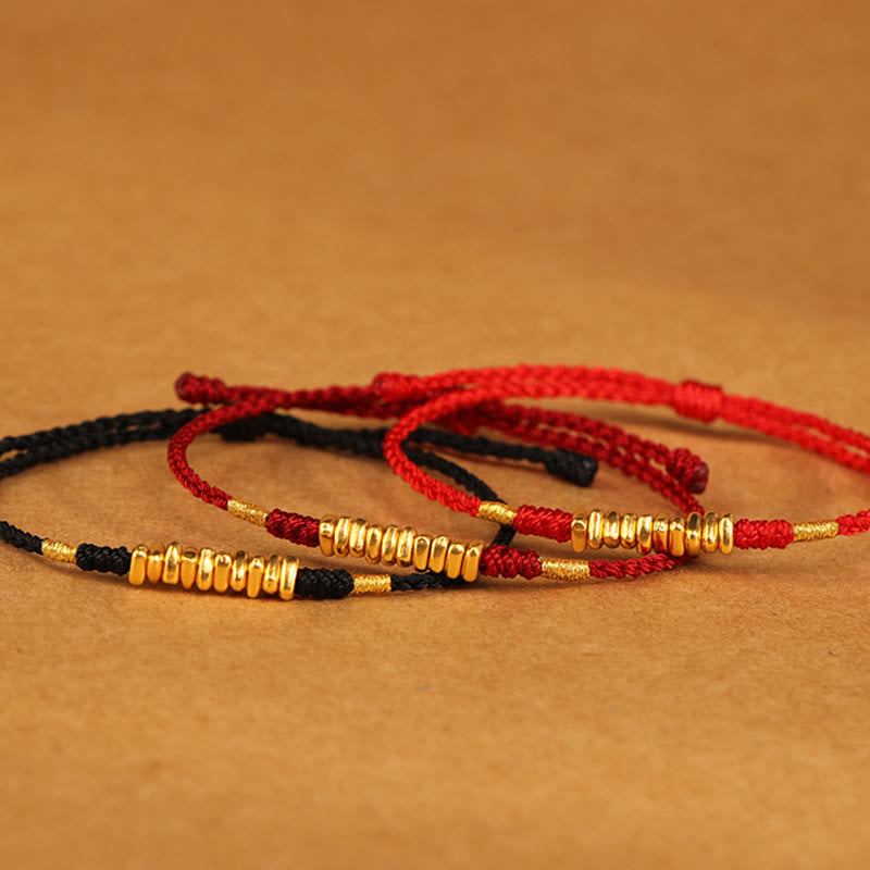 Buddha Stones 999 Gold Small Pieces String Protection Luck Ultra-Thin Braided Bracelet - image 18