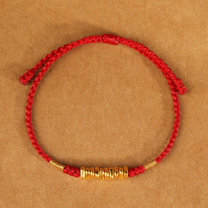 Buddha Stones 999 Gold Small Pieces String Protection Luck Ultra-Thin Braided Bracelet - image 11