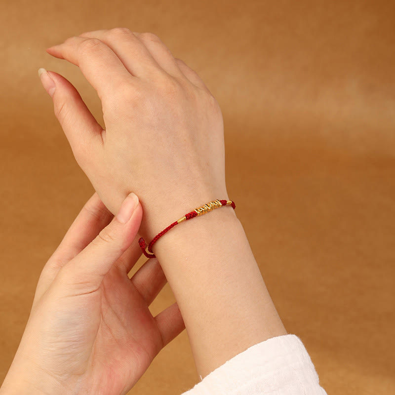 Buddha Stones 999 Gold Small Pieces String Protection Luck Ultra-Thin Braided Bracelet - image 4