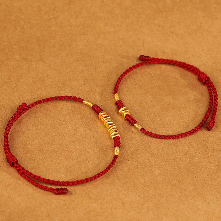Buddha Stones 999 Gold Small Pieces String Protection Luck Ultra-Thin Braided Bracelet - image 3