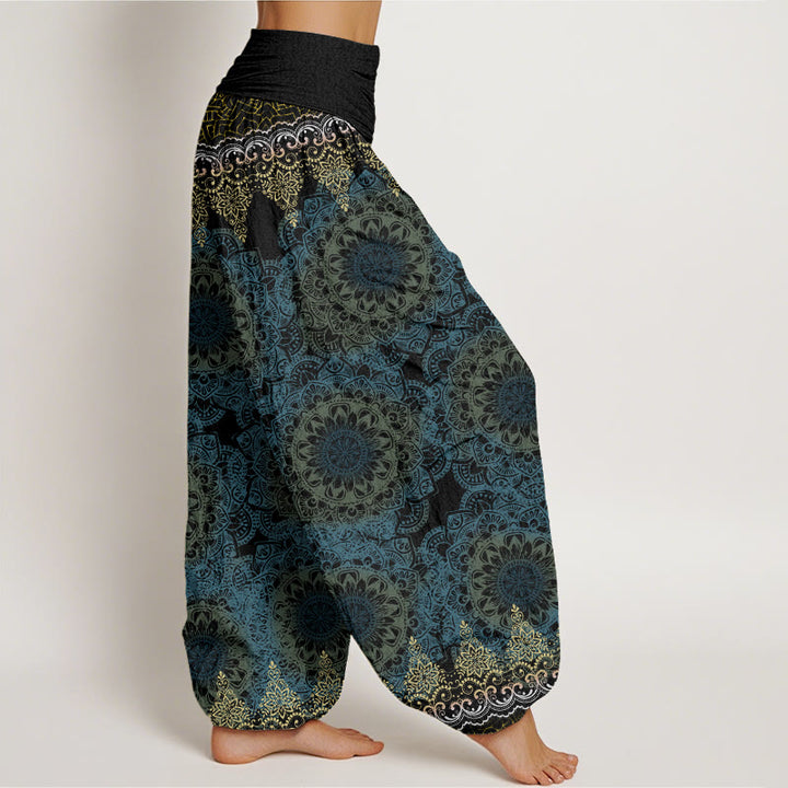 Buddha Stones Cotton Triangular Mandala Patterns Women's Elastic Waist Harem Pants - image 8