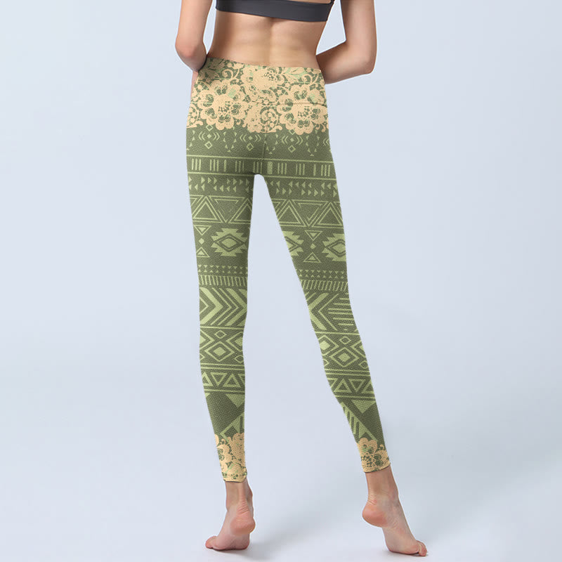 Buddha Stones Flowers Geometric Shapes Gym Leggings Women's Yoga Pants - image 6