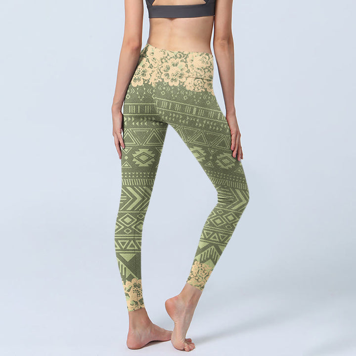 Buddha Stones Flowers Geometric Shapes Gym Leggings Women's Yoga Pants - image 5