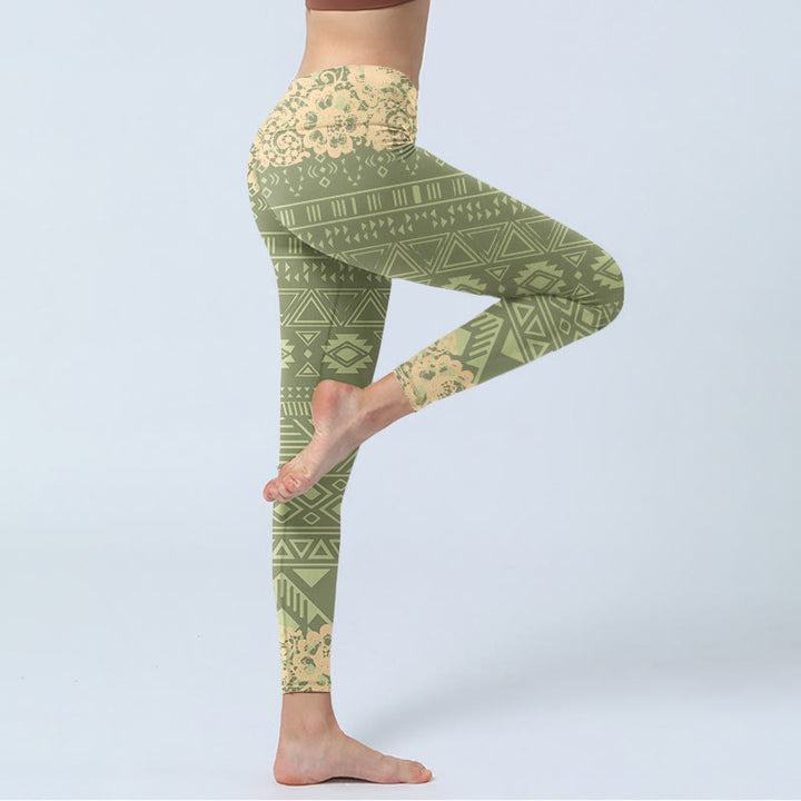 Buddha Stones Flowers Geometric Shapes Gym Leggings Women's Yoga Pants - image 3