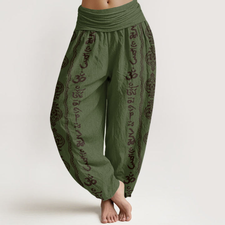 Buddha Stones Mandala Om Mani Padme Hum Women's Elastic Waist Harem Pants - DarkOliveGreen - US22，UK/AU26，EU54 (6XL) - image 5