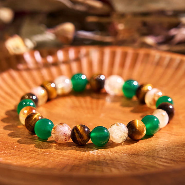 Buddha Stone Various Crystals Malachite Lazurite Lapis Lazuli Hemimorphite Calmness Bracelet - Tiger Eye Green Agate Citrine(Wrist Circumference: 14-16cm) - image 156