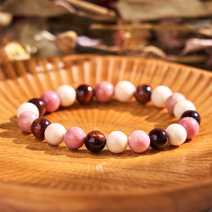 Buddha Stone Various Crystals Malachite Lazurite Lapis Lazuli Hemimorphite Calmness Bracelet - Red Tiger Eye White Stone Rhodonite(Wrist Circumference: 14-16cm) - image 164