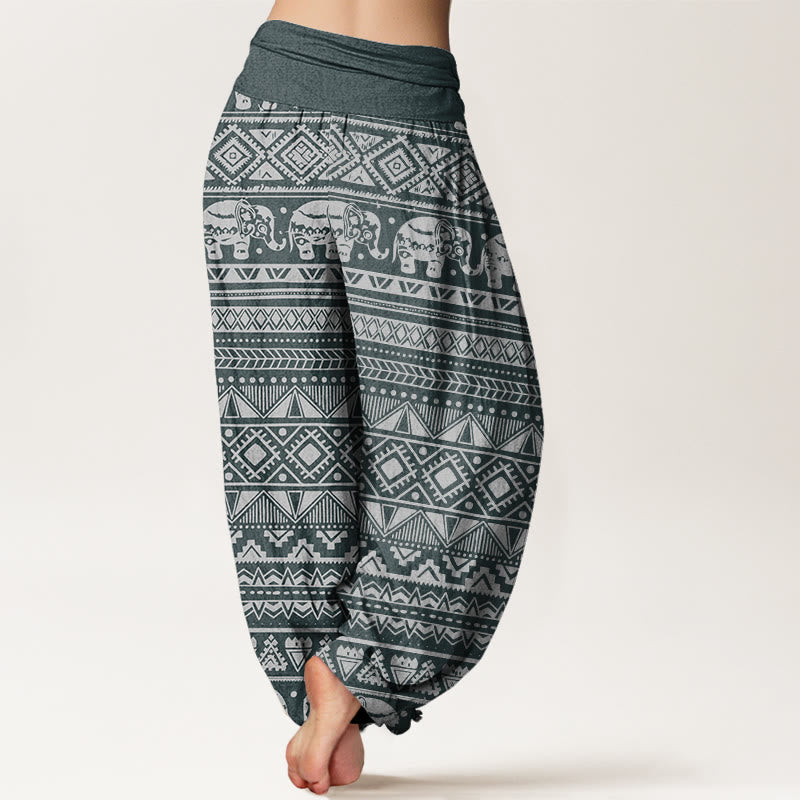 Buddha Stones Casual Elephant Geometric Figure Women's Elastic Waist Harem Pants - image 7