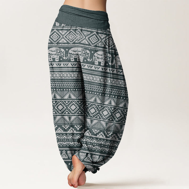 Buddha Stones Casual Elephant Geometric Figure Women's Elastic Waist Harem Pants - image 7