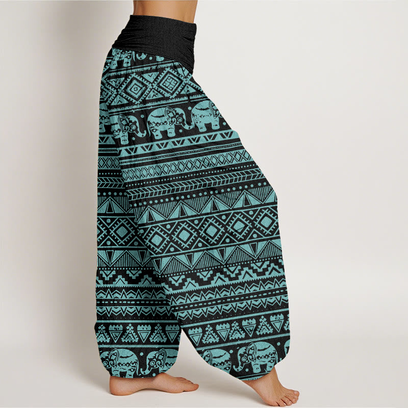 Buddha Stones Casual Elephant Geometric Figure Women's Elastic Waist Harem Pants - image 9