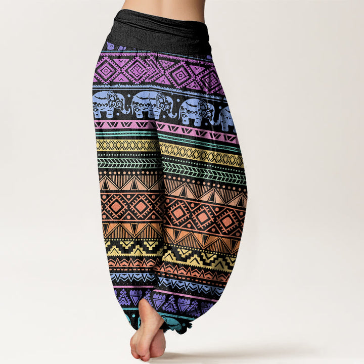 Buddha Stones Cotton Casual Elephant Geometric Figure Women's Elastic Waist Harem Pants - image 2