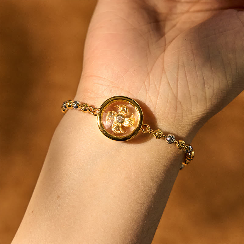 Buddha Stones Feng Sheng Shui Qi Copper Brass Rotatable Windmill Bead Protection Braided Bracelet