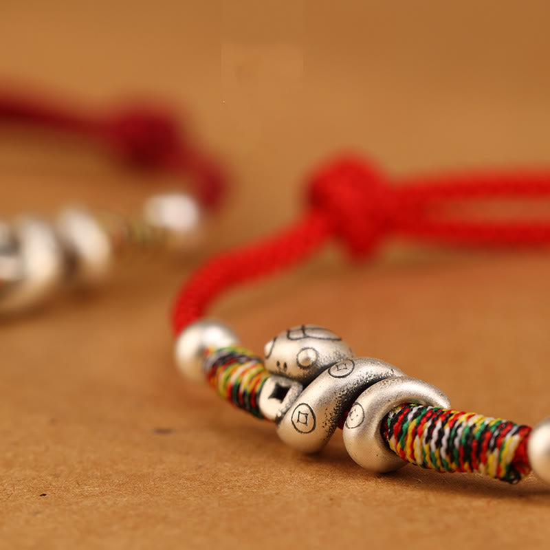 Buddha Stones Red String 999 Sterling Silver Year Of The Snake Anklet - image 6