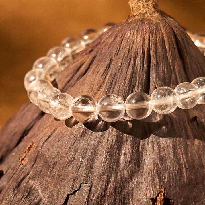 Buddha Stones Natural White Crystal Clarity Meditation Bracelet