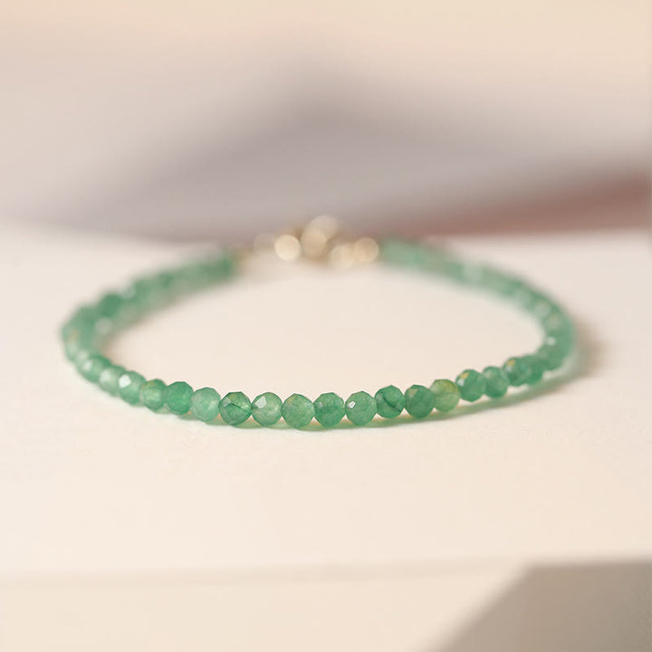 Buddha Stones 3mm Small Green Aventurine Ultra-Thin Beads Luck Bracelet