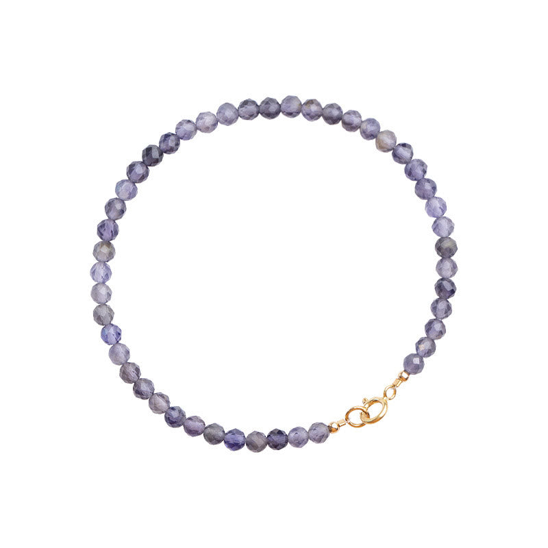 Buddha Stones 3mm Amethyst Iolite Ultra-thin Beads 14k Gold Plated Copper Communication Bracelet - image 10