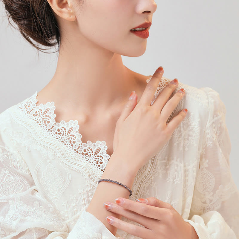 Buddha Stones 3mm Amethyst Iolite Ultra-thin Beads 14k Gold Plated Copper Communication Bracelet - image 4