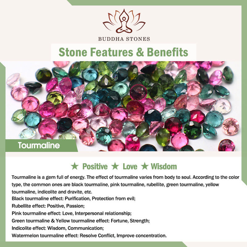 Buddha Stones 4mm Ultra-thin Tourmaline Irregular Beads Positive Chain Bracelet - image 6