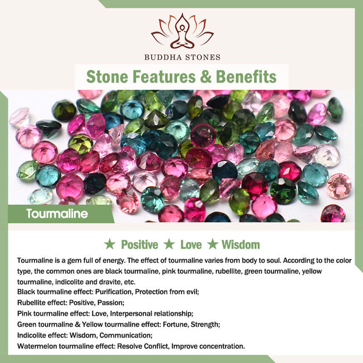 Buddha Stones 4mm Ultra-thin Tourmaline Irregular Beads Positive Chain Bracelet - image 6