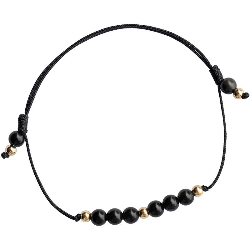 Buddha Stones Smoky Quartz Black Obsidian Ultra-thin Beads Success Bracelet