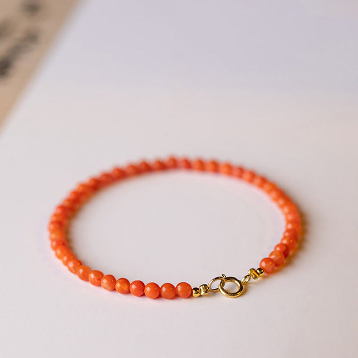 Buddha Stones Natural Cherry Persimmon Red Agate Ultra-thin Beads Confidence Bracelet