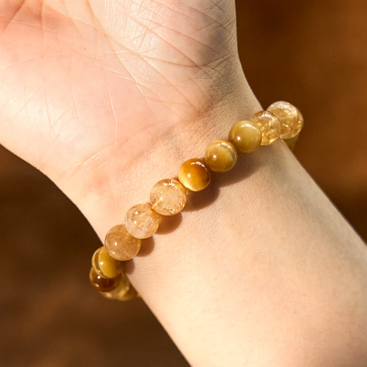 Buddha Stones Citrine Tiger Eye Red Agate Generosity Bracelet