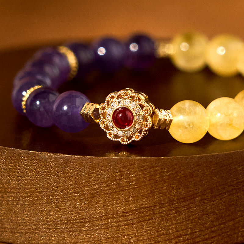 Buddha Stones Citrine Amethyst Pleasure Bracelet