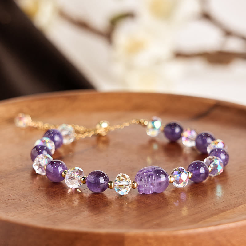 Buddha Stones Natural Amethyst Pixiu Crystal Balance Bracelet