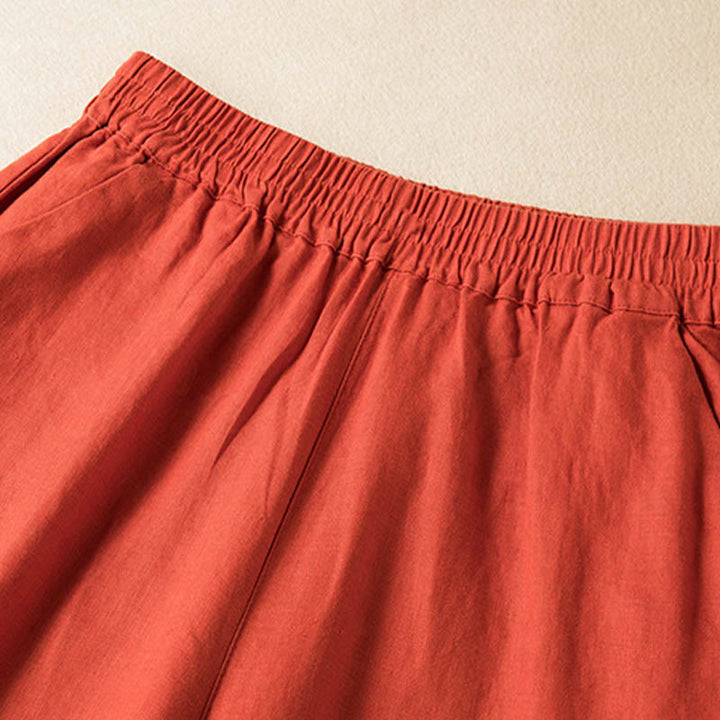 Buddha Stones Casual Solid Color Cotton Linen Women's Wide Leg Pants With Pockets - image 8