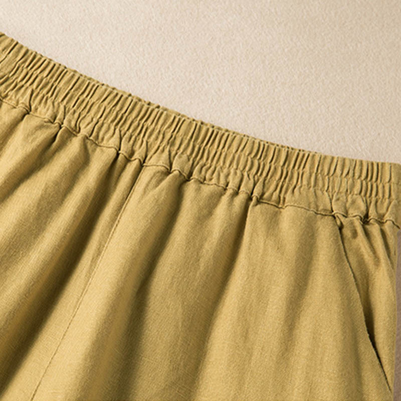 Buddha Stones Casual Solid Color Cotton Linen Women's Wide Leg Pants With Pockets - image 30