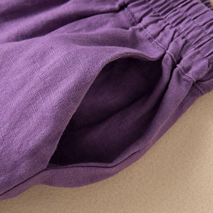 Buddha Stones Casual Solid Color Cotton Linen Women's Wide Leg Pants With Pockets - image 14