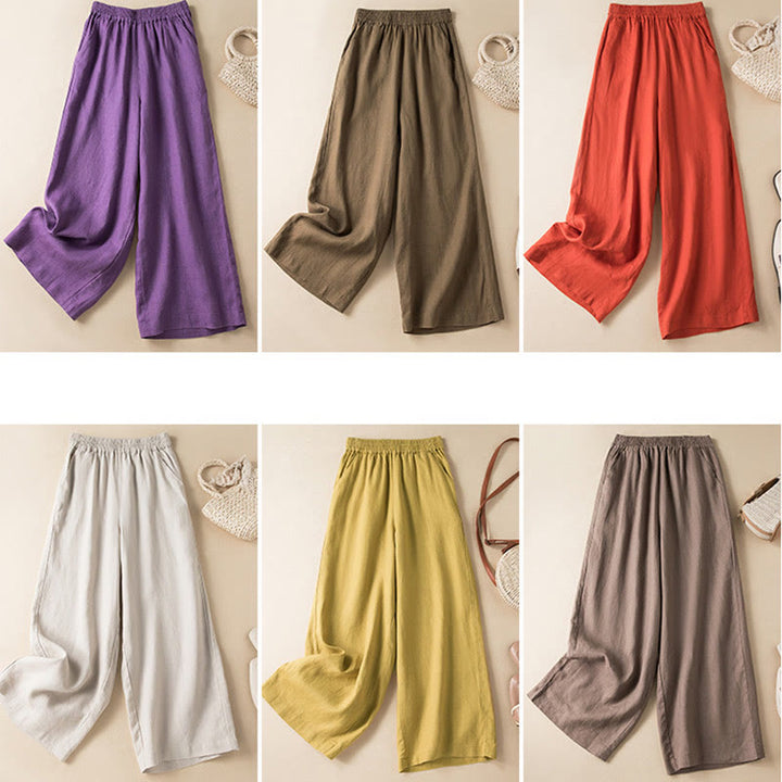 Buddha Stones Casual Solid Color Women's Wide Leg Pants With Pockets - image 1