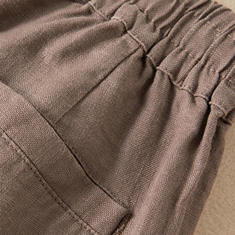 Buddha Stones Casual Solid Color Cotton Linen Women's Wide Leg Pants With Pockets - image 20