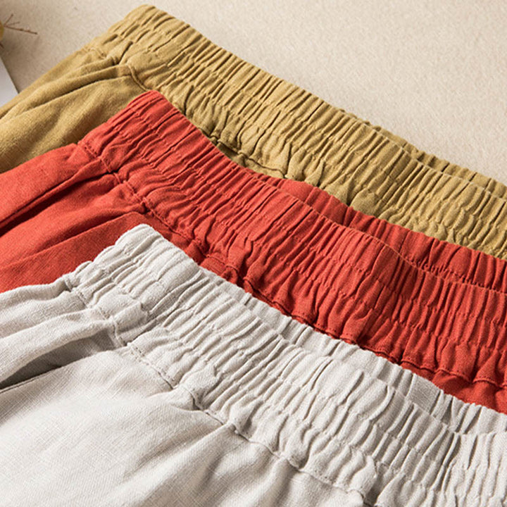Buddha Stones Casual Solid Color Cotton Linen Women's Wide Leg Pants With Pockets - image 35