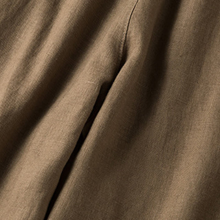 Buddha Stones Casual Solid Color Cotton Linen Women's Wide Leg Pants With Pockets - image 5
