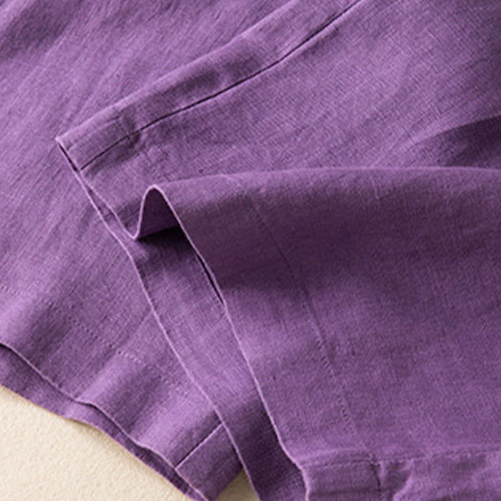 Buddha Stones Casual Solid Color Cotton Linen Women's Wide Leg Pants With Pockets - image 16