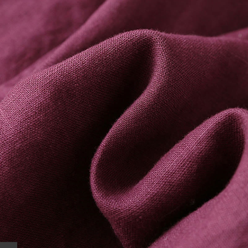 Buddha Stones Casual Plain Color Lace-up Cotton Linen Women's Wide Leg Pants - image 20