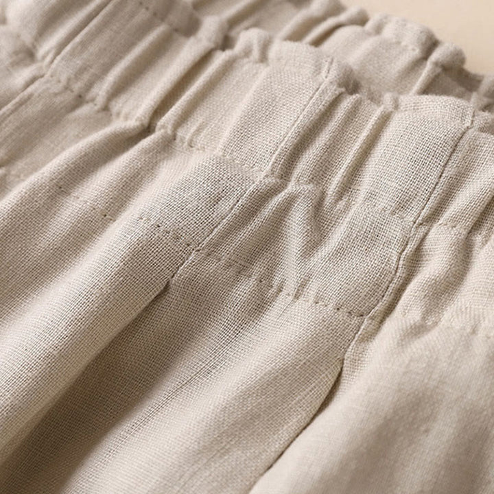 Buddha Stones Casual Plain Color Lace-up Cotton Linen Women's Wide Leg Pants - image 24