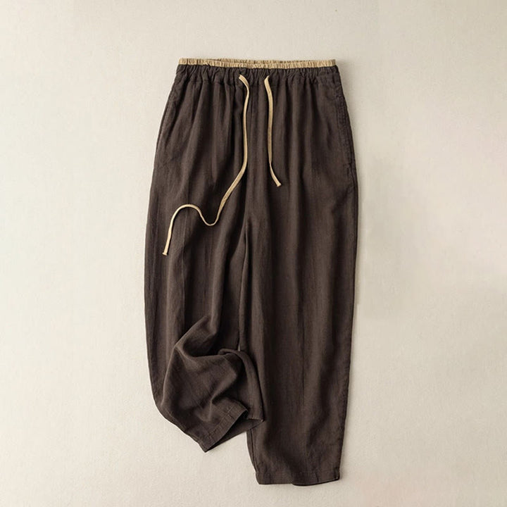 Buddha Stones Casual Solid Color Cotton Linen Drawstring Women's Pants With Pockets - SaddleBrown - US16，UK/AU20，EU48 (3XL) - image 6
