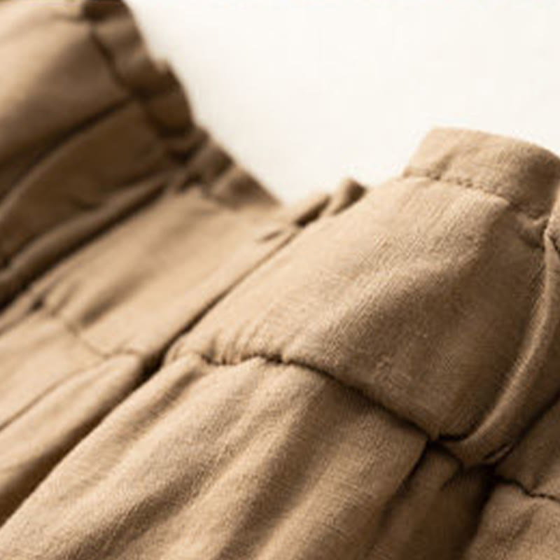 Buddha Stones Casual Solid Color Button Zipper Cotton Linen Women's Shorts With Pockets - image 15