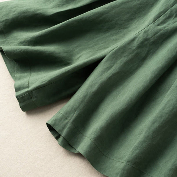 Buddha Stones Casual Solid Color Button Zipper Cotton Linen Women's Shorts With Pockets - image 10