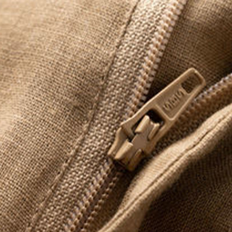 Buddha Stones Casual Solid Color Button Zipper Cotton Linen Women's Shorts With Pockets - image 16