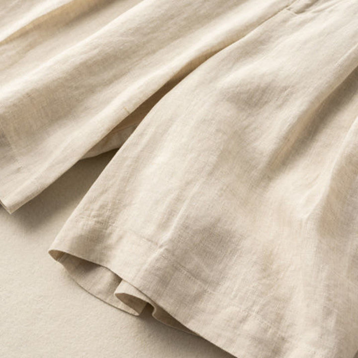 Buddha Stones Casual Solid Color Button Zipper Cotton Linen Women's Shorts With Pockets - image 5