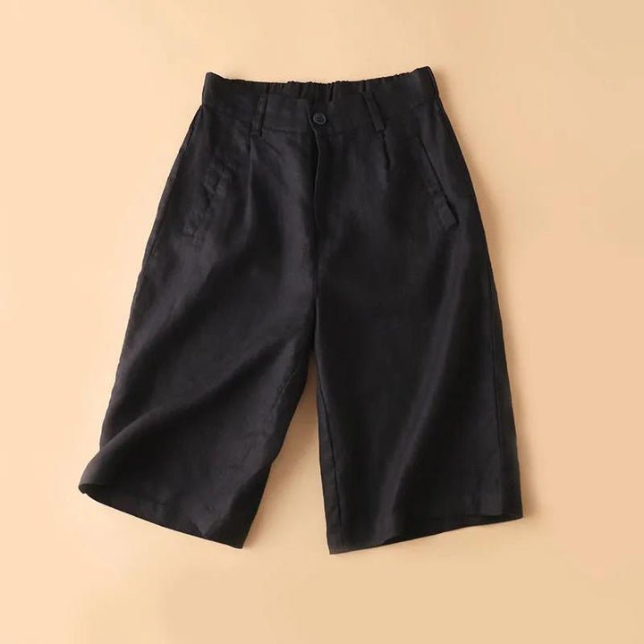 Buddha Stones Plain Color Button Zipper Cotton Women's Shorts With Pockets - Black - US12，UK/AU16，EU44 (3XL) - image 24